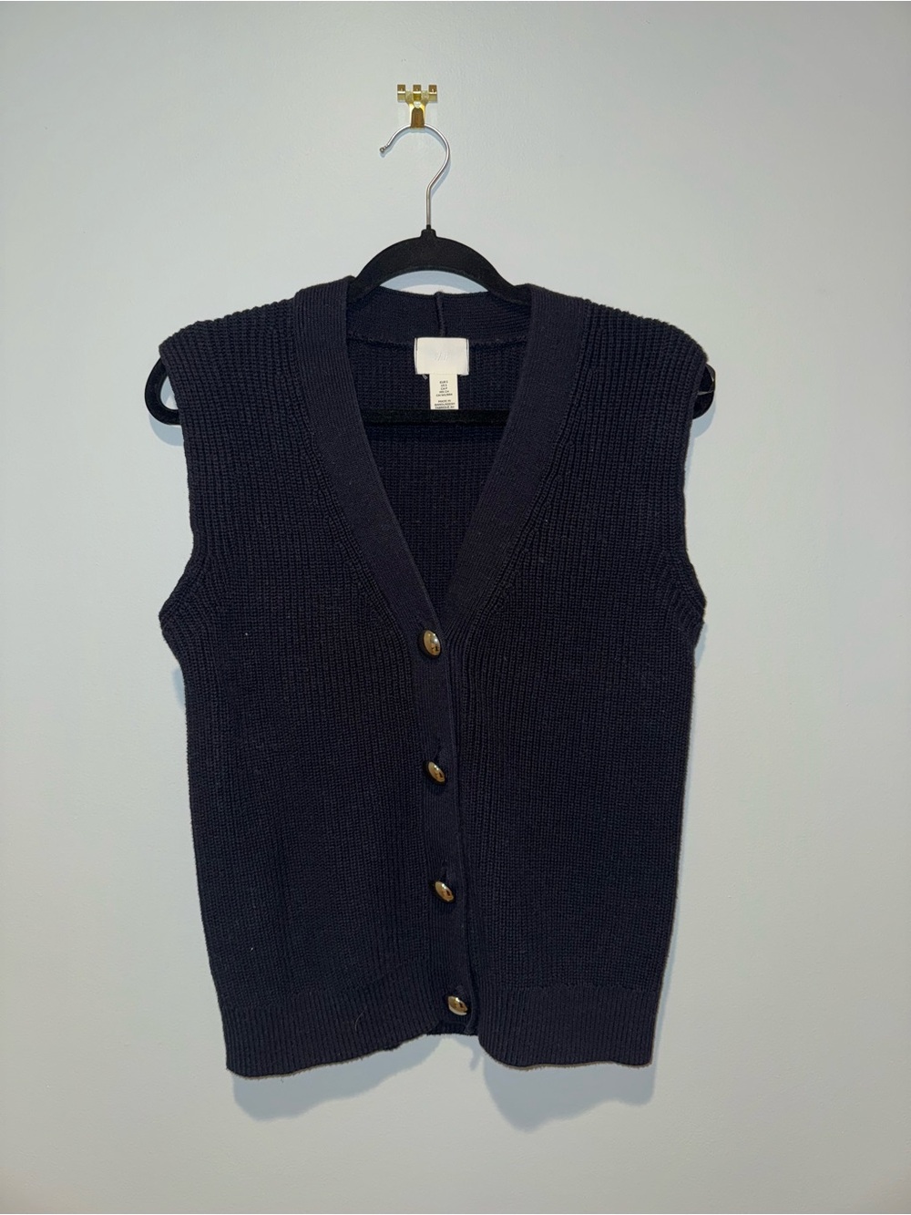 H&M Black V-Neck Button Front Sweater Vest